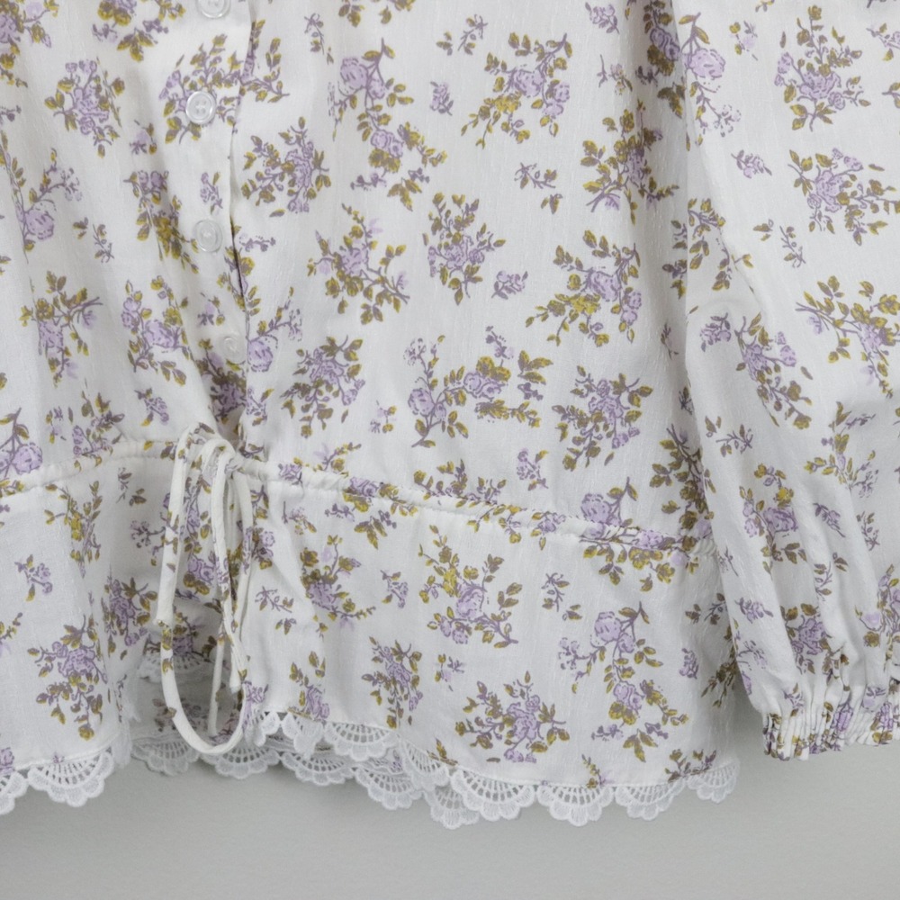 Neuflora Evora Blouse Top Medium Floral Peter Pan Collar Eyelet Lace - Picture 6 of 11